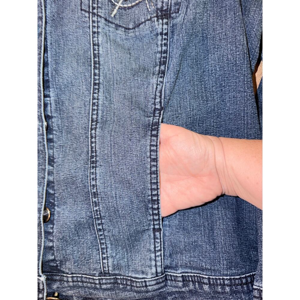 Vintage Dressbarn plus size 2X blue jean denim jacket cotton ramie blend stretch - Picture 6 of 8